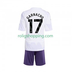 Fotbollströja Manchester United Alejandro Garnacho 17 Barn Bortaställ 2025-2026 Kort ärm