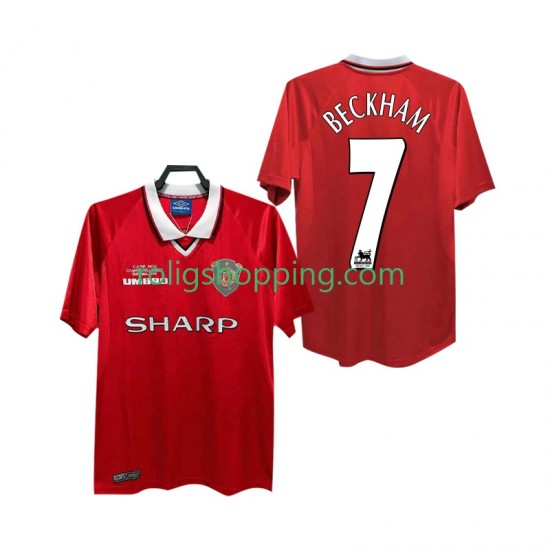 Fotbollströja Manchester United BECKHAM 7 2000 Retro Män Hemmaställ 1999 Kort ärm