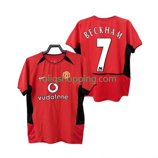 Fotbollströja Manchester United BECKHAM 7 2002 Retro Män Hemmaställ 2004 Kort ärm