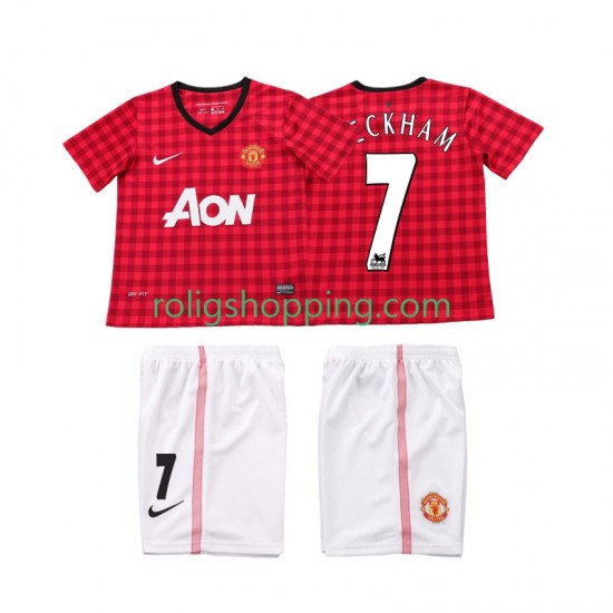 Fotbollströja Manchester United BECKHAM 7 2012 2013 Retro Barn Hemmaställ Kort ärm