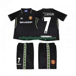 Fotbollströja Manchester United Beckham 7 1998 Retro Barn Tredjeställ 1999 Kort ärm