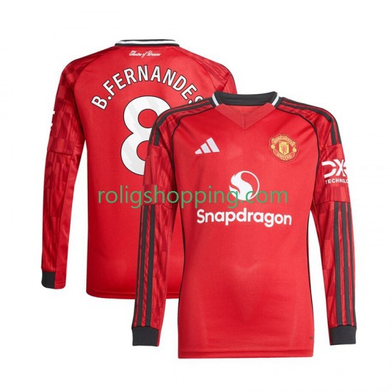 Fotbollströja Manchester United Bruno Fernandes 8 Män Hemmaställ 2025-2026 Lång ärm