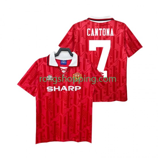 Fotbollströja Manchester United CANTONA 7 1992 Retro Män Hemmaställ 1994 Kort ärm