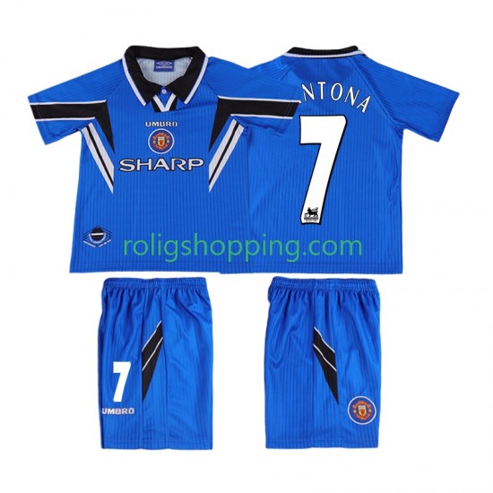 Fotbollströja Manchester United CONTONA 7 1996 1998 Retro Barn Tredjeställ Kort ärm
