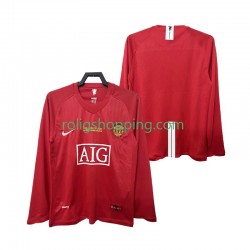 Fotbollströja Manchester United Champions League 2007 Retro Män Hemmaställ 2008 Lång ärm