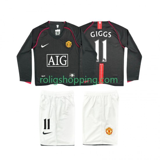 Fotbollströja Manchester United GIGGS 11 2007 Retro Barn Bortaställ 2008 Lång ärm