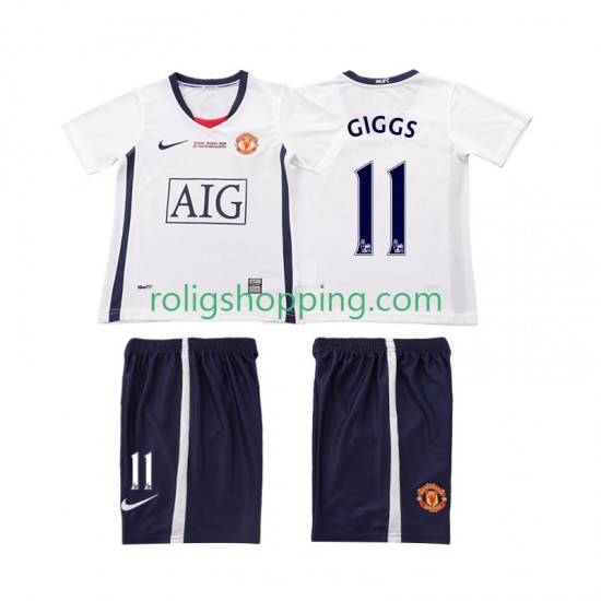 Fotbollströja Manchester United GIGGS 11 Champions League 2009 Retro Barn Bortaställ 2008 Kort ärm