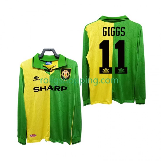 Fotbollströja Manchester United GIGGS 11 1992 Retro Män Bortaställ 1994 Lång ärm