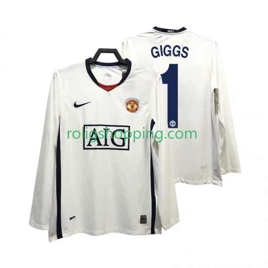 Fotbollströja Manchester United GIGGS 11 Premier League 2009 Retro Män Bortaställ 2008 Lång ärm