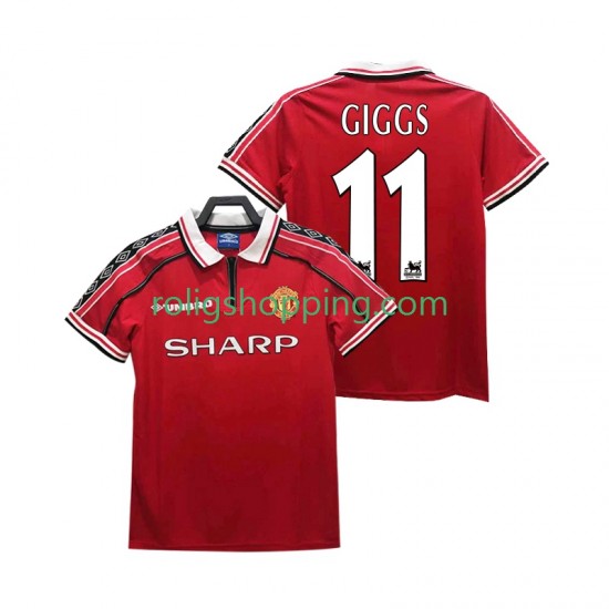 Fotbollströja Manchester United GIGGS 11 1998 Retro Män Hemmaställ 1999 Kort ärm