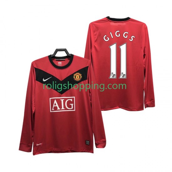 Fotbollströja Manchester United GIGGS 11 2009 Retro Män Hemmaställ 2010 Lång ärm