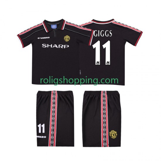 Fotbollströja Manchester United GIGGS 11 1998 Retro Barn Bortaställ 1999 Kort ärm