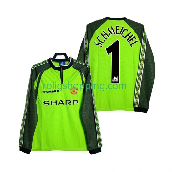 Fotbollströja Manchester United SCHMEICHEL 1 1998 2000 Målvakt Retro Män Hemmaställ Lång ärm