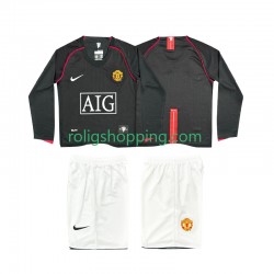 Fotbollströja Manchester United 2007 Retro Barn Bortaställ 2008 Lång ärm