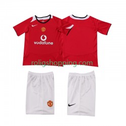 Fotbollströja Manchester United 2005 Retro Barn Hemmaställ 2006 Kort ärm