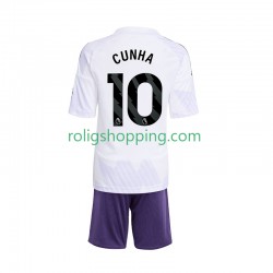 Fotbollströja Manchester United Matheus Cunha 10 Barn Bortaställ 2025-2026 Kort ärm