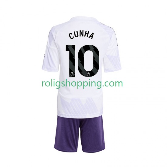 Fotbollströja Manchester United Matheus Cunha 10 Barn Bortaställ 2025-2026 Kort ärm