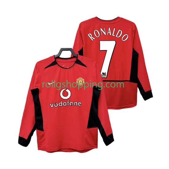 Fotbollströja Manchester United RONALDO 7 2002 Retro Män Hemmaställ 2004 Lång ärm