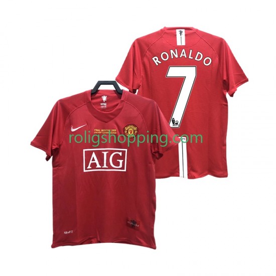 Fotbollströja Manchester United RONALDO 7 2007 Retro Män Hemmaställ 2008 Kort ärm