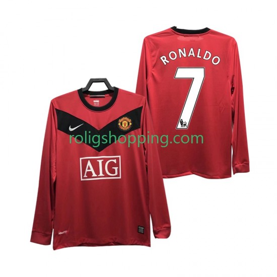Fotbollströja Manchester United RONALDO 7 2009 Retro Män Hemmaställ 2010 Lång ärm