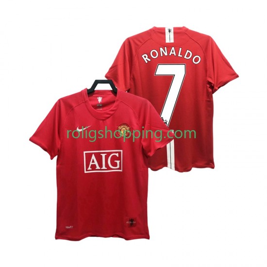 Fotbollströja Manchester United RONALDO 7 Premier League 2007 Retro Män Hemmaställ 2008 Kort ärm