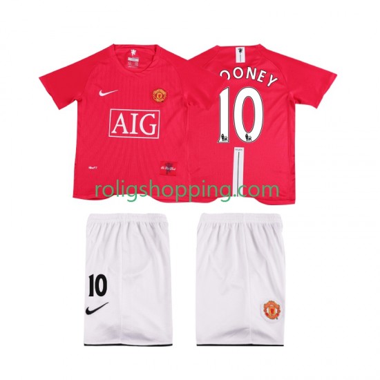 Fotbollströja Manchester United ROONEY 10 Premier League 2007 Retro Barn Hemmaställ 2008 Kort ärm