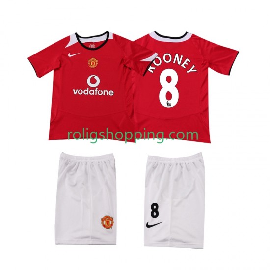 Fotbollströja Manchester United ROONEY 8 2005 Retro Barn Hemmaställ 2006 Kort ärm