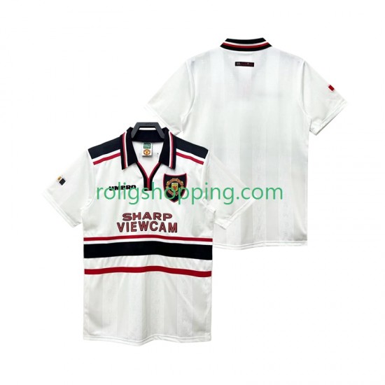 Fotbollströja Manchester United 1998 Retro Män Bortaställ 1999 Kort ärm