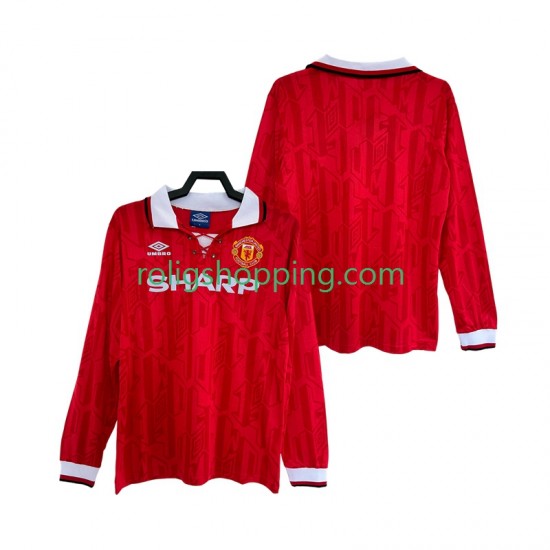 Fotbollströja Manchester United 1992 Retro Män Hemmaställ 1994 Lång ärm