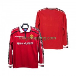 Fotbollströja Manchester United 1998 Retro Män Hemmaställ 1999 Lång ärm
