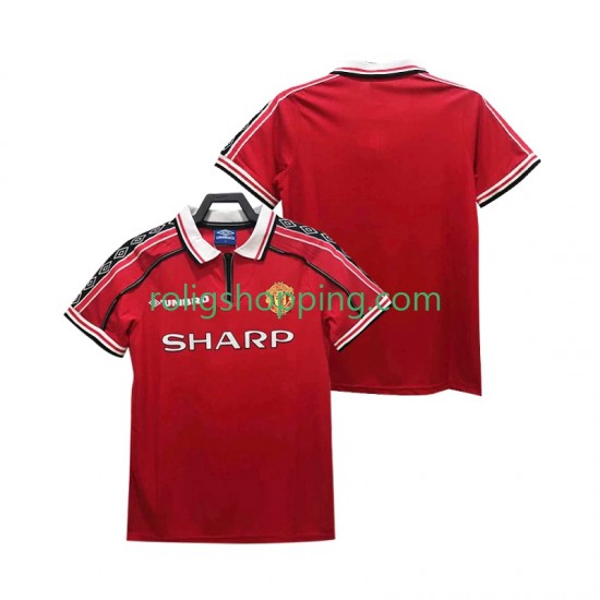 Fotbollströja Manchester United 1998 Retro Män Hemmaställ 1999 Kort ärm