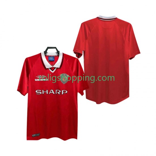 Fotbollströja Manchester United 2000 Retro Män Hemmaställ 1999 Kort ärm