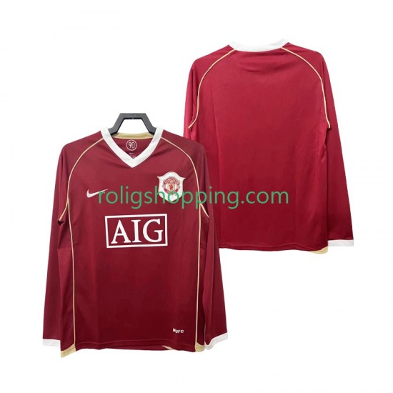 Fotbollströja Manchester United 2007 Retro Män Hemmaställ 2006 Lång ärm