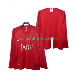 Fotbollströja Manchester United 2007 Retro Män Hemmaställ 2008 Lång ärm
