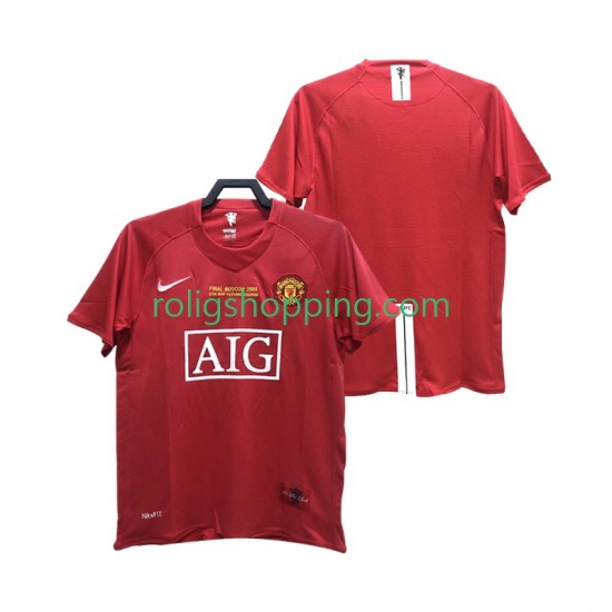Fotbollströja Manchester United 2007 Retro Män Hemmaställ 2008 Kort ärm