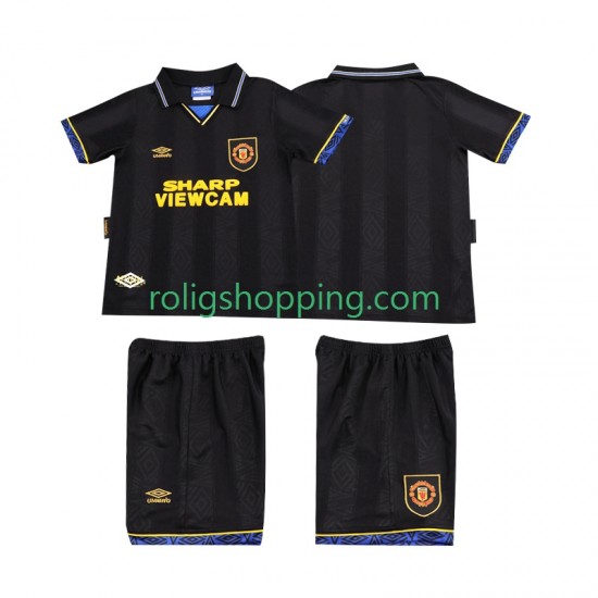 Fotbollströja Manchester United 1993 Retro Barn Bortaställ 1994 Kort ärm