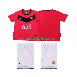 Fotbollströja Manchester United 2009 Retro Barn Hemmaställ 2010 Kort ärm