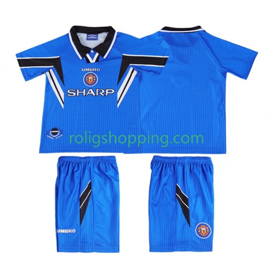 Fotbollströja Manchester United 1996 1998 Retro Barn Tredjeställ Kort ärm