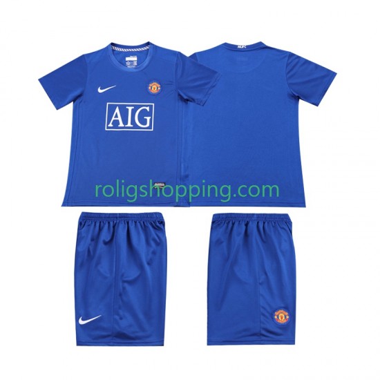 Fotbollströja Manchester United 2009 Retro Barn Tredjeställ 2008 Kort ärm