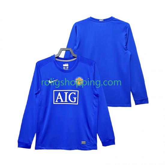 Fotbollströja Manchester United 2009 Retro Män Tredjeställ 2008 Lång ärm