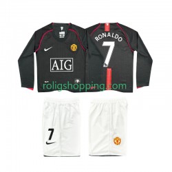 Fotbollströja Manchester United Ronaldo 7 2007 Retro Barn Bortaställ 2008 Lång ärm