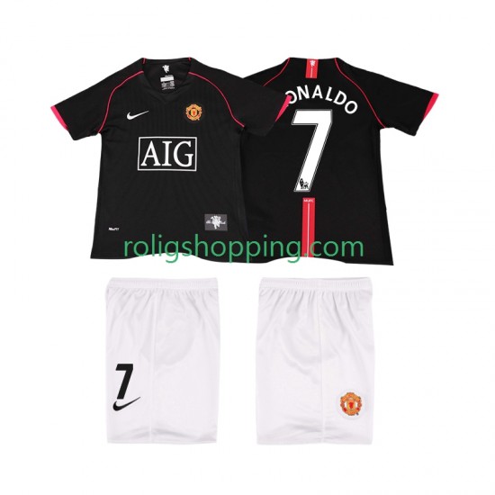 Fotbollströja Manchester United Ronaldo 7 2007 Retro Barn Bortaställ 2008 Kort ärm