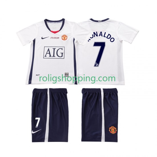 Fotbollströja Manchester United Ronaldo 7 Champions League 2009 Retro Barn Bortaställ 2008 Kort ärm