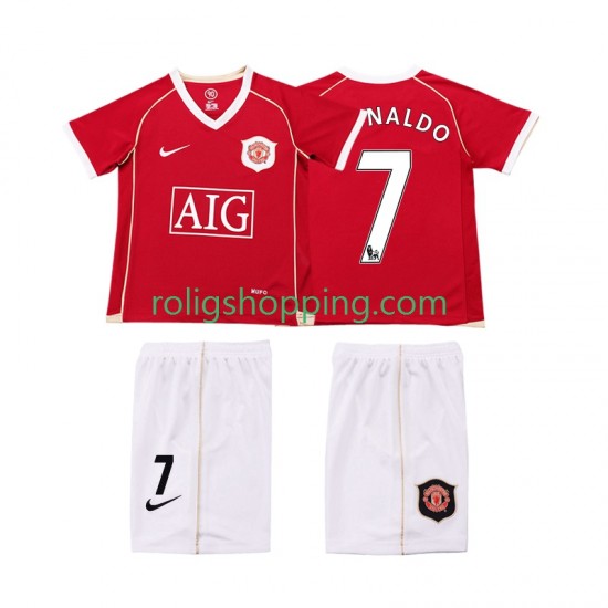 Fotbollströja Manchester United Ronaldo 7 2007 Retro Barn Hemmaställ 2006 Kort ärm