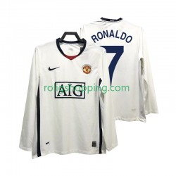 Fotbollströja Manchester United Ronaldo 7 Premier League 2009 Retro Män Bortaställ 2008 Lång ärm