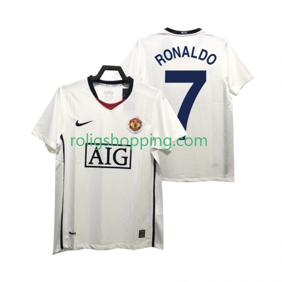 Fotbollströja Manchester United Ronaldo 7 Premier League 2009 Retro Män Bortaställ 2008 Kort ärm