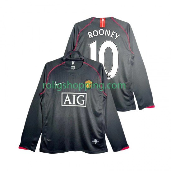 Fotbollströja Manchester United Rooney 10 2007 Retro Män Bortaställ 2008 Lång ärm