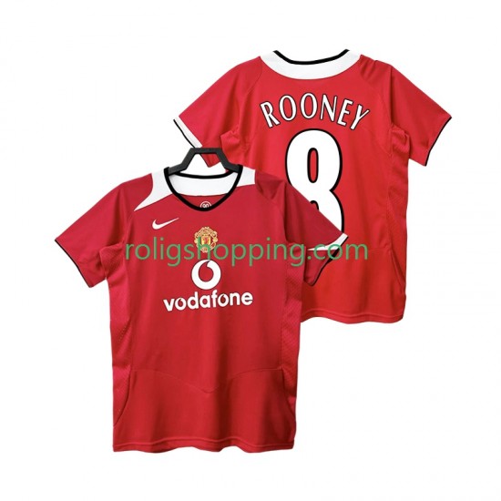 Fotbollströja Manchester United Rooney 8 2005 Retro Män Hemmaställ 2006 Kort ärm