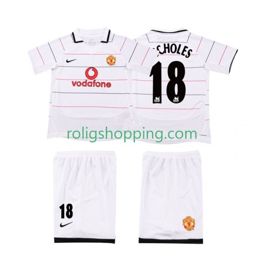 Fotbollströja Manchester United SCHOLES 18 2003 Retro Barn Tredjeställ 2006 Kort ärm