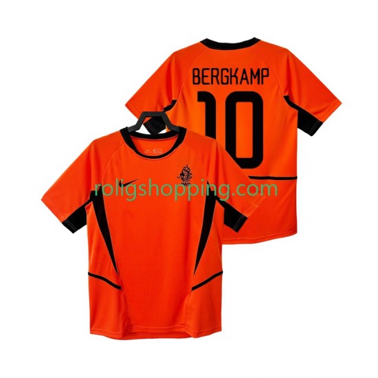 Fotbollströja Nederländerna BERGKAMP 10 2002 Retro Män Hemmaställ Kort ärm